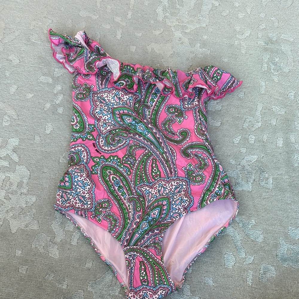 MC2 Saint Barth Pink and Green Kids Swim One Piece
